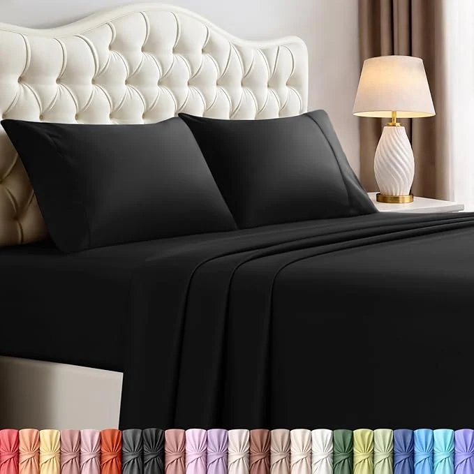 Official Utopia Bedding California King Sheet Set – 4 Piece Bed Sheets for Cal King Size Bed Soft and Breathable Microfiber Includes 1 Fitted Sheet 1 Flat Sheet and 2 Pillowcases Black Dependable