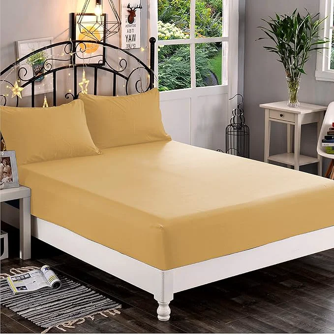 Innovative Elegant Comfort 1500 Premium Hotel Quality 1-Piece Fitted Sheet Softest Quality Microfiber – Deep Pocket up to 16 inch Wrinkle and Fade Resistant Queen Camel-Gold Powerful