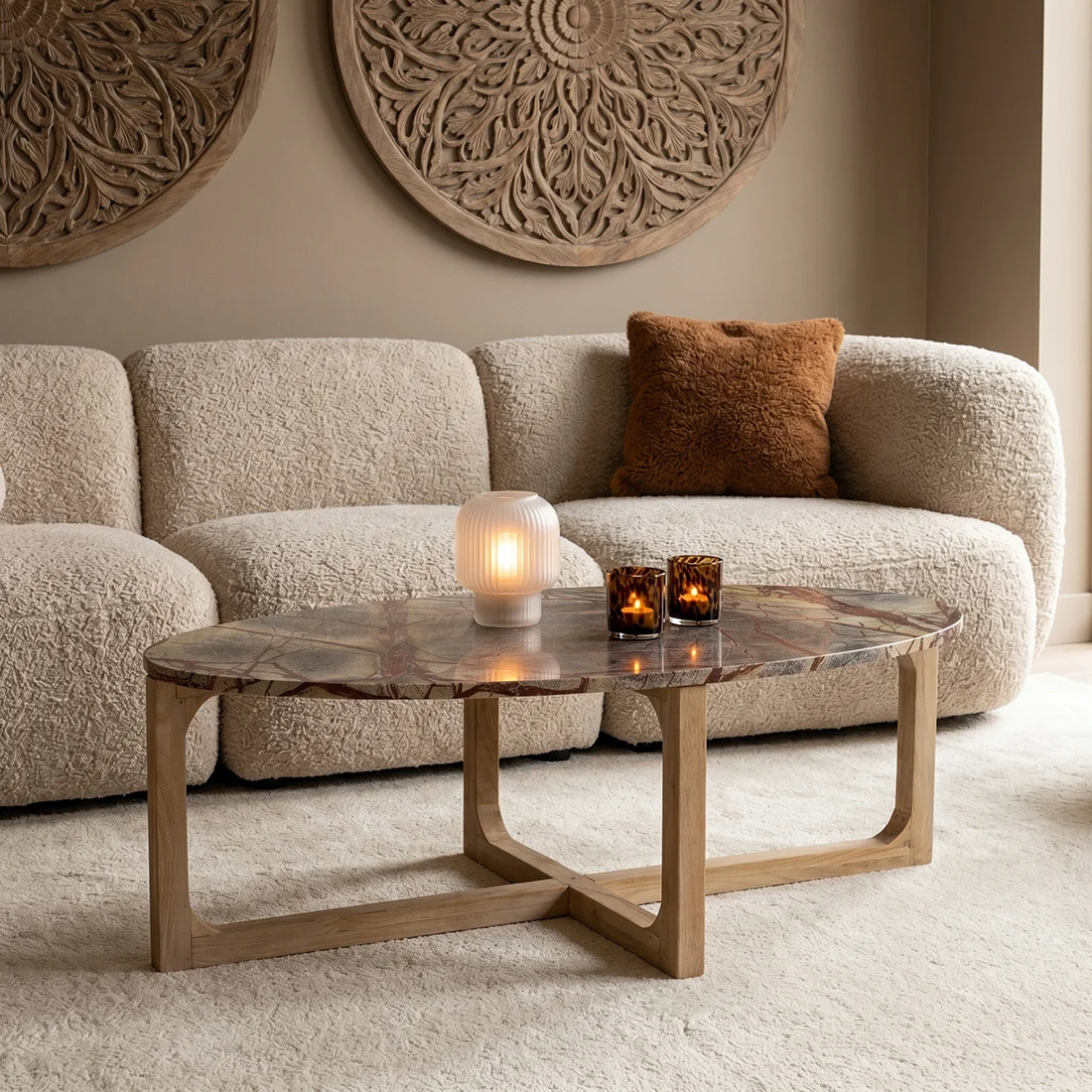 Lightweight Marble coffee table oval 8216 Bizar 8217 Long-Lasting
