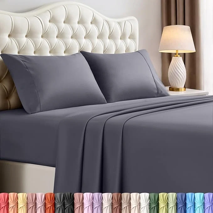Detailed Utopia Bedding King Size Sheet Set – 4 Piece Bed Sheets Soft and Breathable Microfiber Includes 1 Fitted Sheet 1 Flat Sheet and 2 Pillowcases – Oeko Tex Grey Effective