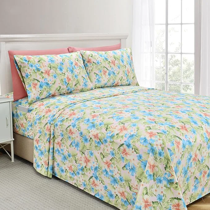 Relaxed Elegant Comfort Softest and Coziest 6-Piece Sheet Set – 1500 Premium Hotel Quality Microfiber – Deep Pocket Wrinkle Resistant 6-Piece Floral Magnolia Pattern Bed Sheet Set Queen Magnolia Selected
