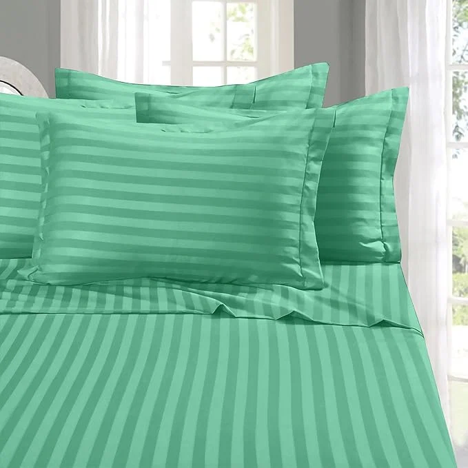 User-Friendly Elegant Comfort Softest and Coziest 4-Piece Sheet Set – 1500 Premium Hotel Quality Microfiber – Deep Pocket Wrinkle Resistant 4-Piece Damask Stripe Bed Sheet Set Twin XL Paradise Teal Green
