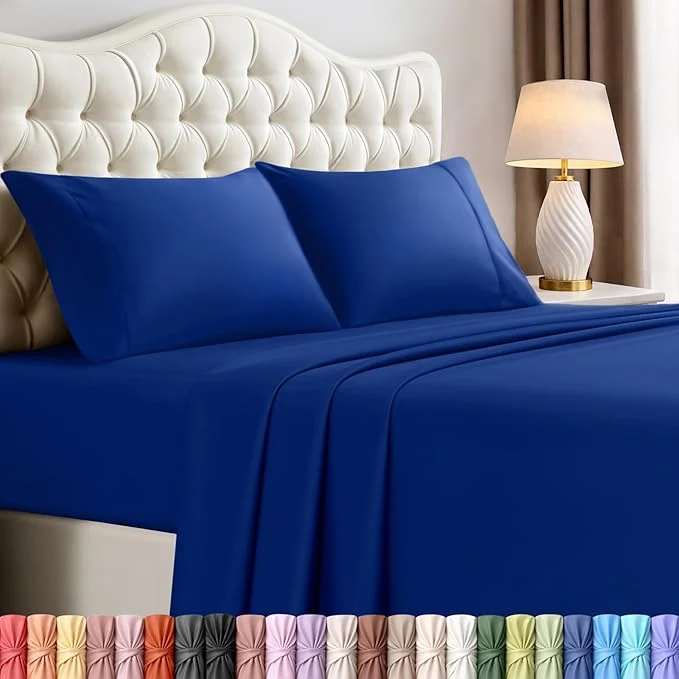 Authentic Utopia Bedding Queen Size Sheet Set – 4 Piece Bed Sheets Soft and Breathable Microfiber Includes 1 Fitted Sheet 1 Flat Sheet and 2 Pillowcases – Oeko Tex Royal Blue Stylish