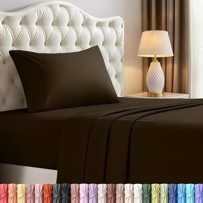 Modern Utopia Bedding Twin Bed Sheets Set – 3 Piece Bedding – Brushed Microfiber – Shrinkage and Fade Resistant – Easy Care Twin Brown Trusted