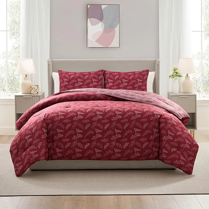 Natural Nestl Full Size Comforter Sets – Mulberry Bed in a Bag Full Size 3 Pieces Reversible Bed Set Soft Floral Bedding Set All Season Botanical Comforters with Pillow Shams Official