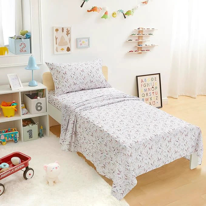 Next-Generation Amazon Basics Microfiber Kids 39 Sheet Set with Pillowcase 3-Piece Twin Unicorn amp Rainbow Breathable