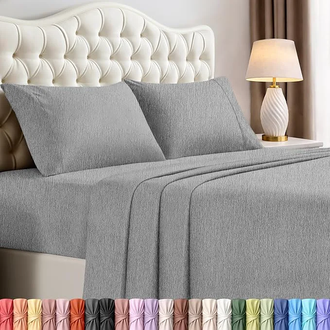 Fine Crafted Utopia Bedding King Size Sheet Set – 4 Piece Bed Sheets Soft and Breathable Microfiber Includes 1 Fitted Sheet 1 Flat Sheet and 2 Pillowcases – Oeko Tex Heather Grey Healthy