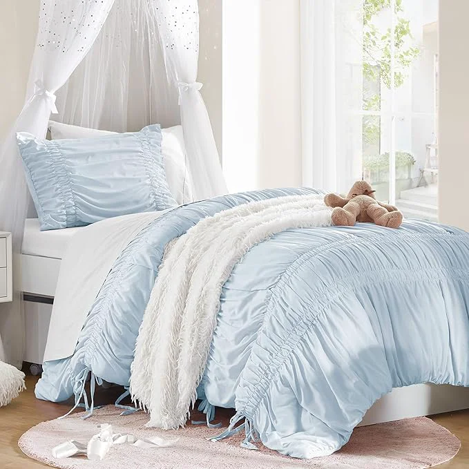 Powerful Intelligent Design Ruched Shabby Chic Comforters for Twin Size Bed All Season Lightweight Comforter Twin French Country Bedding Set Sham Ella Twin Twin XL Blue 2 Piece Exclusive