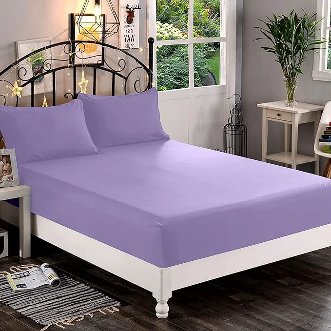 Fashionable Elegant Comfort 1500 Premium Hotel Quality 1-Piece Fitted Sheet Softest Quality Microfiber – Deep Pocket up to 16 inch Wrinkle and Fade Resistant Full Lavender Responsible