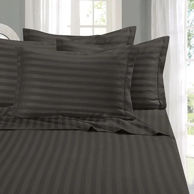 Official Elegant Comfort Softest and Coziest 4-Piece Sheet Set – 1500 Premium Hotel Quality Microfiber – Luxurious Wrinkle Resistant 4-Piece Damask Stripe Bed Sheet Set Twin XL Grey Contemporary
