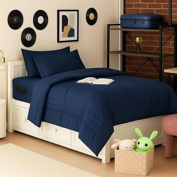 High-Quality Dorm Room Essentials Twin XL Comforter Set – College-Ready Bundle with Comforter Mattress Protector amp Sheets with Pockets on the Side amp Built-in Corner Strap – Media Pocket for Devices Outstanding