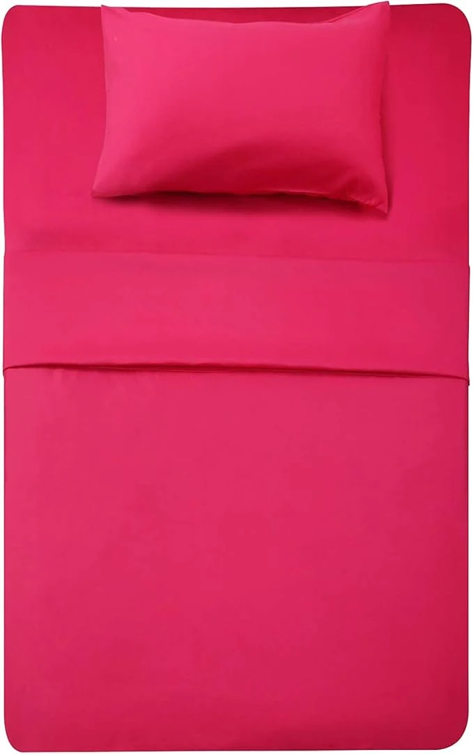 Fashionable Season 3 Piece Bed Sheet Set Twin Hot Pink 1 Flat Sheet 1 Fitted Sheet and 1 Pillow Cases Super Soft Brushed Microfiber 1800 Luxury Bedding Deep Pockets amp Wrinkle Fade Resistant Quality