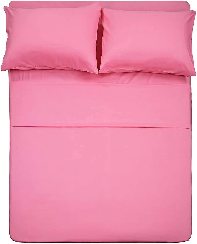 Elite 4 Piece Bed Sheet Set Full Peach Pink 1 Flat Sheet 1 Fitted Sheet and 2 Pillow Cases Brushed Microfiber Luxury Bedding with Deep Pockets Classic