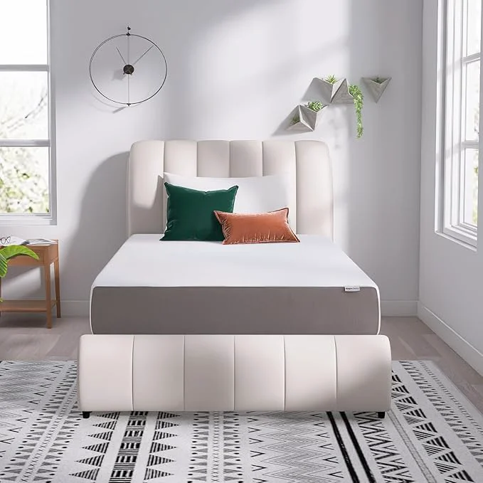 Smooth Amazon Basics Memory Foam Mattress Soft Plush Feel Breathable 12 quot Twin White Grey Reliable