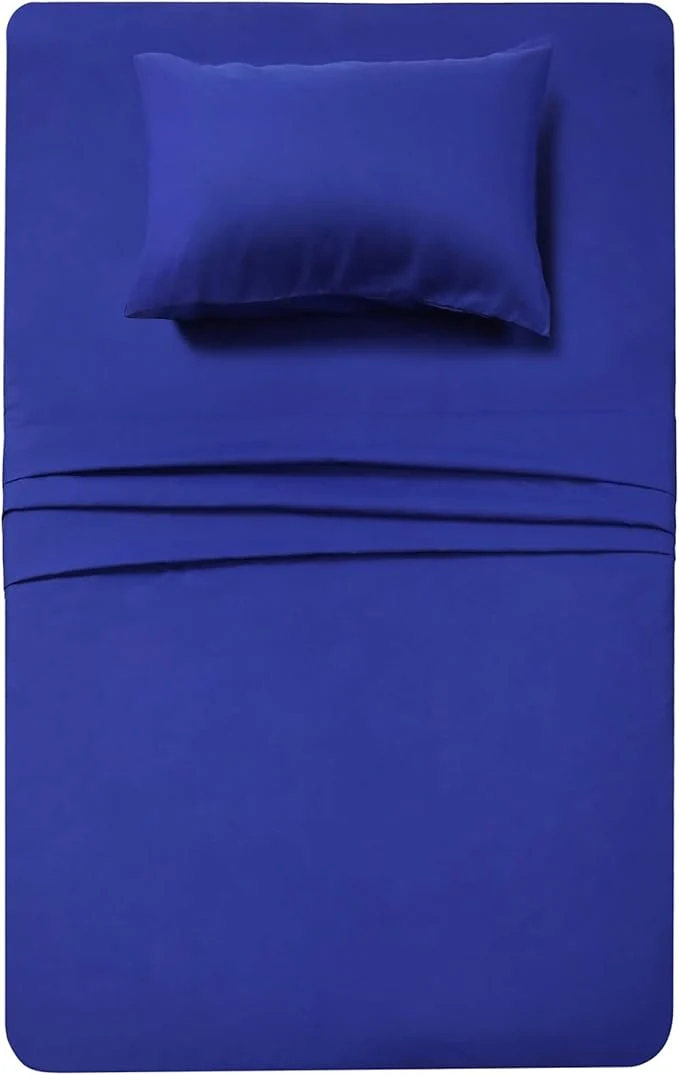 Comfortable Season 3 Piece Bed Sheet Set Twin Royal Blue 1 Flat Sheet 1 Fitted Sheet and 1 Pillow Cases Super Soft Brushed Microfiber 1800 Luxury Bedding Deep Pockets amp Wrinkle Fade Resistant Premium Material