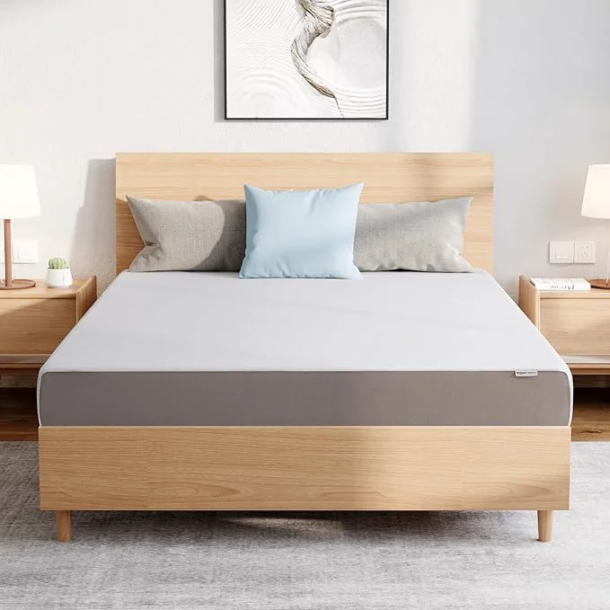 Detailed Amazon Basics Memory Foam Plush Mattress Queen White Grey 80 x 60 x 8 inches Healthy