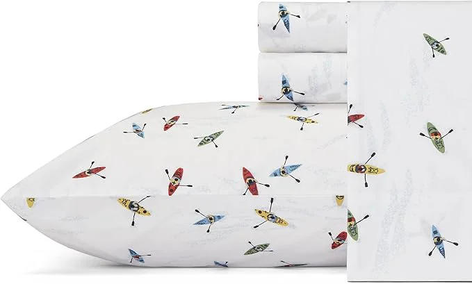 Carefully Designed Eddie Bauer – Twin XL Sheet Set Cotton Percale Bed Sheets Crisp amp Cool Crisp amp Cool I Dorm Essentials Kayaks Multi Twin XL Versatile
