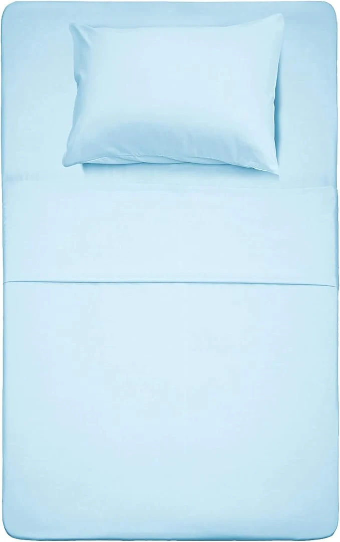 Smooth Season Bed Sheet Set – 1 Flat Sheet 1 Fitted Sheet and 1 Pillow Cases Extra Soft Luxury Bedding Set Deep Pockets Wrinkle Fade Resistant – Hypoallergenic- 3 Piece Twin Baby Blue Advanced