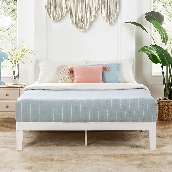 Certified Mellow Naturalista Classic 12 Inch Solid Wood Platform Bed with Wooden Slats Twin XL White Selected