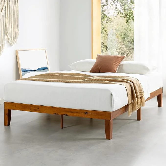 Long-Lasting Mellow Naturalista Classic 12-Inch Solid Wood Platform Bed Wooden Slats No Box Spring Needed Easy Assembly Full Cherry Soft