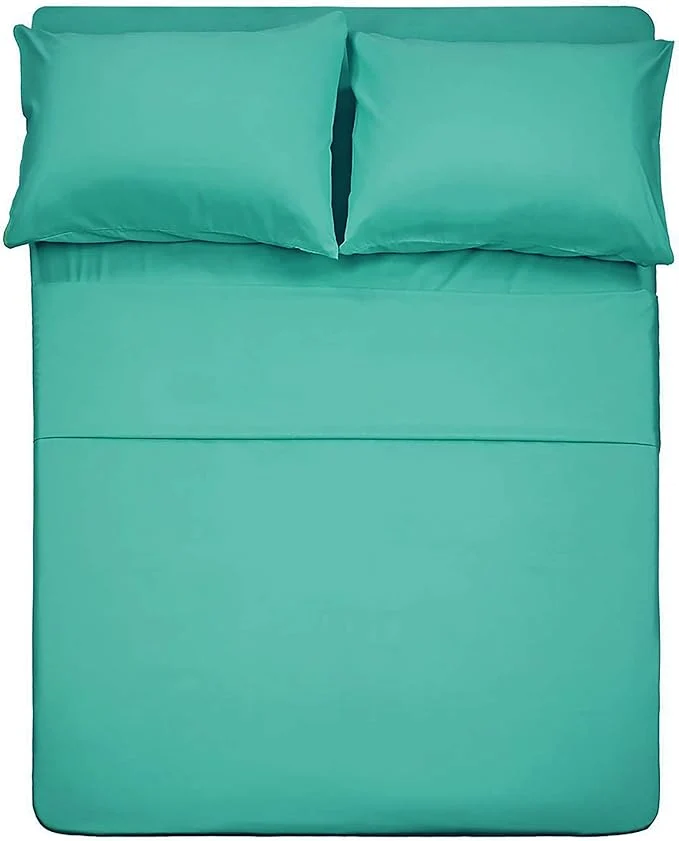 Casual Season 4 Piece Bed Sheet Set Queen Size Turquoise 1 Flat Sheet 1 Fitted Sheet and 2 Pillow Cases Brushed Microfiber 1800 Luxury Bedding Deep Pockets Extra Soft amp Fade Resistant Easy-to-Use