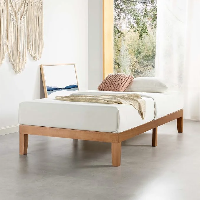 Mellow Naturalista Classic 12-Inch Solid Wood Platform Bed Wooden Slats No Box Spring Needed Easy Assembly Twin Natural Pine Smart
