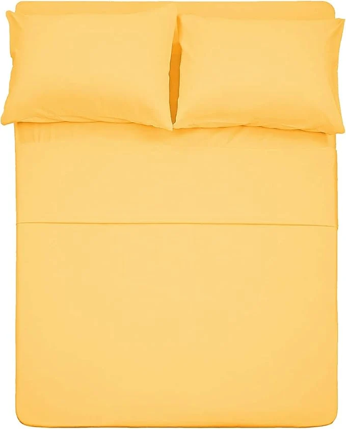 Sophisticated Twin XL Sheets Set 4 Piece – Hotel Luxury 1800 Bedding Sheets amp Pillowcases – 1 Flat Sheet 1 Fitted Sheet and 2 Pillow Cases – Extra Soft Cooling Bed Sheets – Deep Pocket up to 16 quot Yellow Fine Crafted