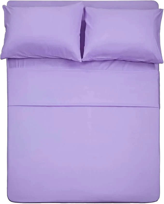 Clean Twin XL Sheets Set 4 Piece Extra Soft Cooling Bed Sheets – Hotel Luxury 1800 Bedding Sheets amp Pillowcases – 1 Flat Sheet 1 Fitted Sheet and 2 Pillow Cases – Deep Pocket up to 16 quot Lavender High-End