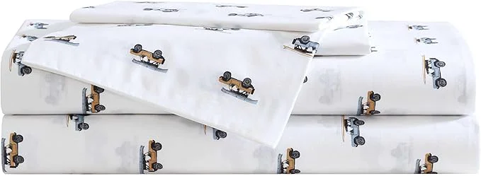 Exceptional Eddie Bauer – Queen Sheet Set Breathable Cotton Percale Bedding Set with Matching Sham s Crisp amp Cool Bedding Essentials Oeko-Tex Out to The Beach Orange Queen Expertly Made