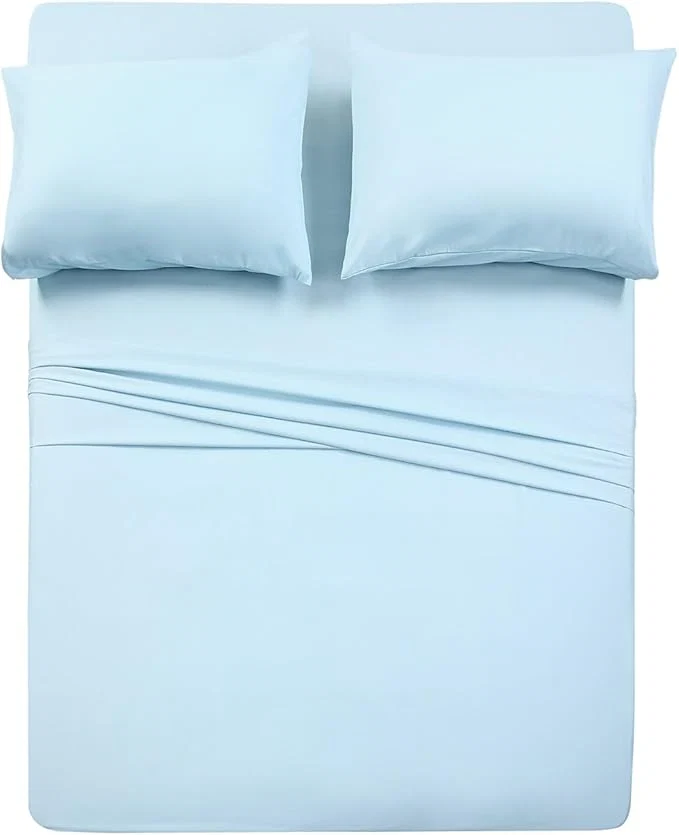 Practical Luxury 1800 Bedding Sheets amp Pillowcases – 4 Piece Set – 1 Flat 1 Fitted Sheet amp 2 Pillow Cases – Extra Soft Cooling – Deep Pocket up to 16 quot – Twin XL Baby Blue Elegant