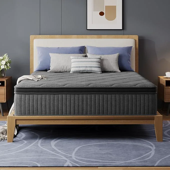 Solid Avenco 12 Inch King Size Mattress Hybrid Mattress with Smarts Coil™ Pocket Springs for Targeted Support and NanoGel™ Memory Foam for Cool Night Sleep amp Motion Isolation CertiPUR-US Environmentally Friendly