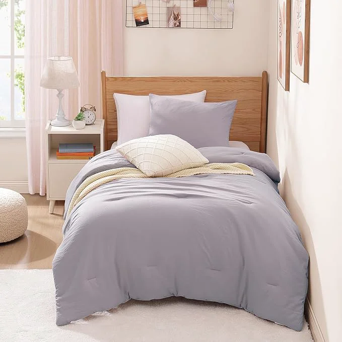 Top-Quality WRENSONGE Twin Twin XL Comforter Set – 2 Pieces Lilac Comforter Prewashed Soft Lightweight for All Seasons Fluffy Down Twin XL Comforter with 1 Pillow Sham Efficient