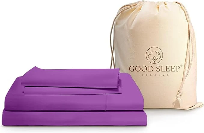 Elite Good Sleep Bedding Twin Sheets – Egyptian Cotton Twin Sheet Set 3Pc 1000 TC Sateen Weave Hotel Quality Sheets Twin Size Bed Set Soft 16 quot Deep Pocket Twin Sheets – Purple Twin Bedsheets Smooth