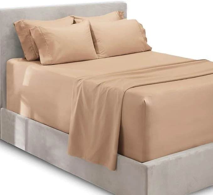Detailed Hearth amp Harbor Extra Deep Pocket Queen Sheets Sets – Fits Mattress 18-24 Inches Deep – Extra Deep Pocket Sheets – 6 Piece Queen Size – Taupe Efficient