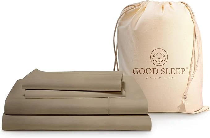 Premium Material Good Sleep Bedding King Bed Sheet Set – 4 Pc Egyptian Cotton Sheets Hotel Style Sheets King Size Deep Pocket Fits Upto 16 Inch Soft amp Breathable Sheet amp Pillowcase Sets – Taupe Fine Crafted