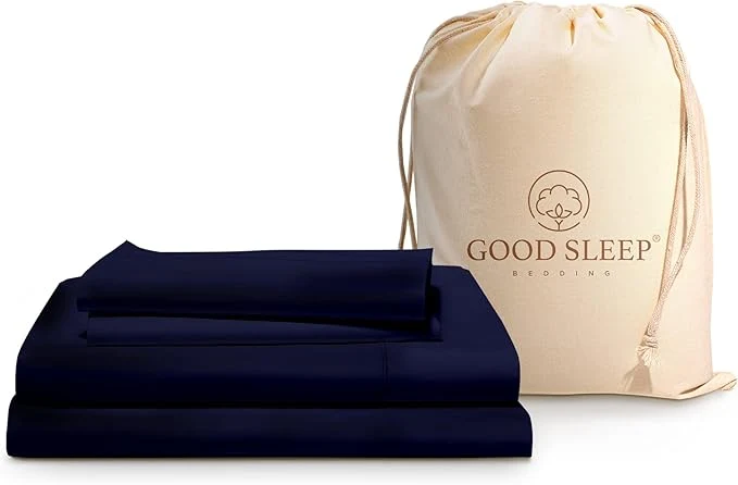 Luxury Good Sleep Bedding Twin Sheets Set – Egyptian Cotton Soft 4 Pc Deep Pocket Hotel Quality Navy Blue Consistent