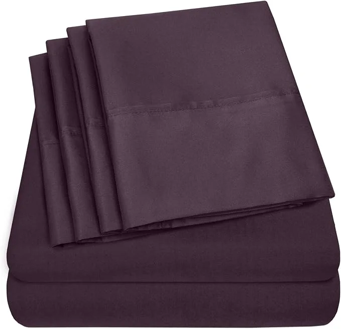 Quality Queen Sheets Purple – 6 Piece 1500 Supreme Collection Fine Brushed Microfiber Deep Pocket Queen Sheet Set Bedding – 2 Extra Pillow Cases Great Value Queen Purple Trusted