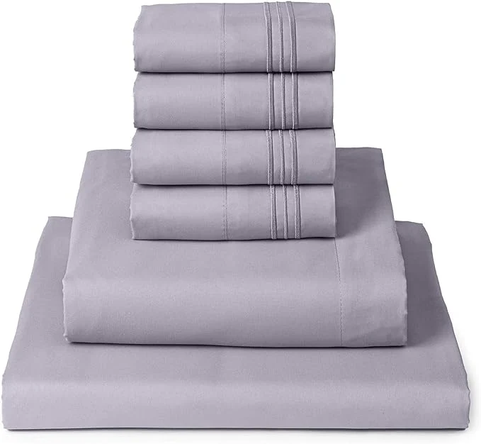 Consistent Mellanni California King Sheet Set – 6-Piece Iconic Collection Bedding Including 4 Pillowcases 16-Inch Deep Pocket Easy Care Extra Soft Cooling Sheets Brushed Microfiber – Lavender Long-Lasting