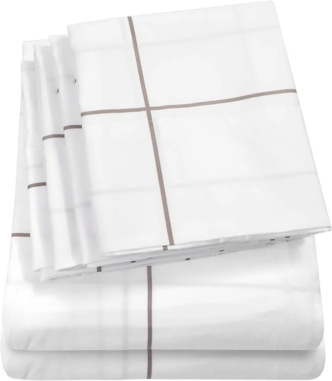 Healthy Twin Size Bed Sheets – 4 Piece 1500 Supreme Collection Fine Brushed Microfiber Deep Pocket Twin Sheet Set Bedding – 1 EXTRA PILLOW CASES GREAT VALUE Twin Window Pane White Reliable
