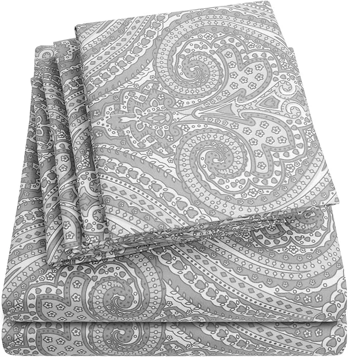 Carefully Designed Queen Sheets Paisley Grey – 6 Piece 1500 Supreme Collection Fine Brushed Microfiber Deep Pocket Queen Sheet Set Bedding – 2 Extra Pillow Cases Great Value Queen Paisley Gray Excellent