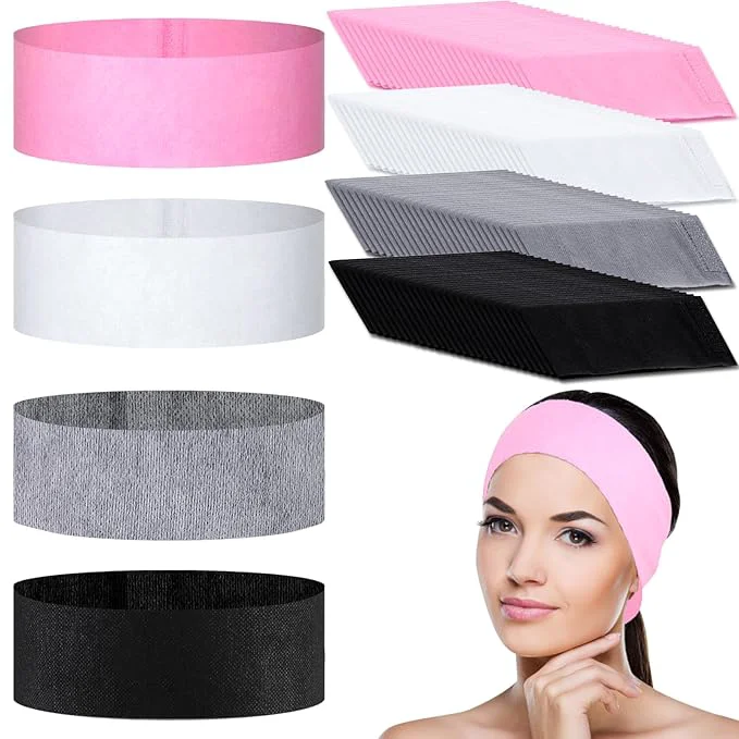 Original Design 128 Pieces Disposable Spa Facial Headbands Stretch Non-Woven Facial Headband Sustainable