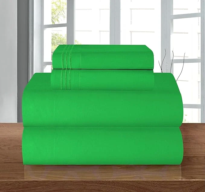 Refined Elegant Comfort Luxury 1500 Premium Hotel Quality Microfiber 4-Piece Sheet Set – Wrinkle Resistant All Around Elastic Fitted Sheet Deep Pocket up to 16 quot Twin Twin XL Emerald Green