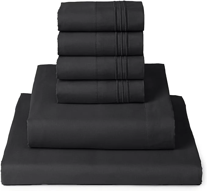 Selected Mellanni Queen Sheet Set – 6-Piece Iconic Collection Bedding Including 4 Pillowcases 16-Inch Deep Pocket Easy Care Extra Soft Cooling Sheets Brushed Microfiber – Black Fine Crafted