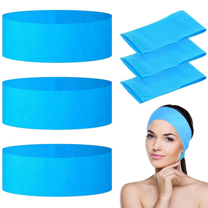 Verified 128 Pieces Disposable Spa Facial Headbands Stretch Non-Woven Facial Headband Elite