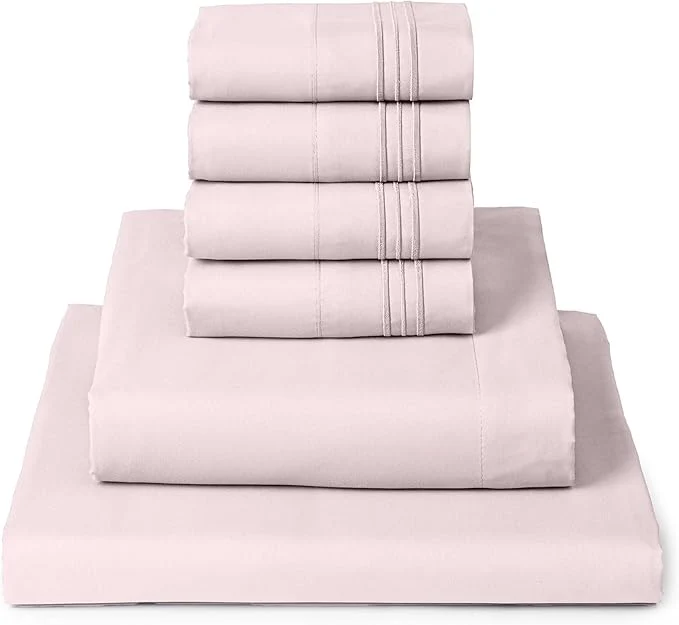 Minimalist Mellanni Full Sheet Set – 6-Piece Iconic Collection Bedding Including 4 Pillowcases 16-Inch Deep Pocket Easy Care Extra Soft Cooling Sheets Brushed Microfiber – Blush Pink Carefully Designed