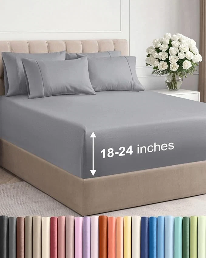 Green Extra Deep Queen Sheet Set – 6 Piece Breathable and Cooling Sheets – Hotel Luxury Bedding for Women Men Kids amp Teens – Easy Secure Fit – Soft Wrinkle amp Comfy – Extra Deep Pockets – Steel Blue Casual