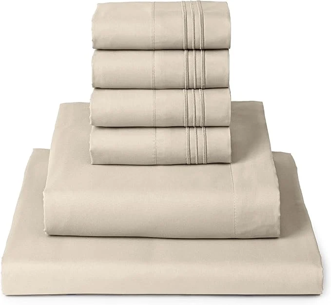 Crafted Mellanni King Sheet Set – 6-Piece Iconic Collection Bedding Including 4 Pillowcases 16-Inch Deep Pocket Easy Care Extra Soft Cooling Sheets Brushed Microfiber – Beige Reliable