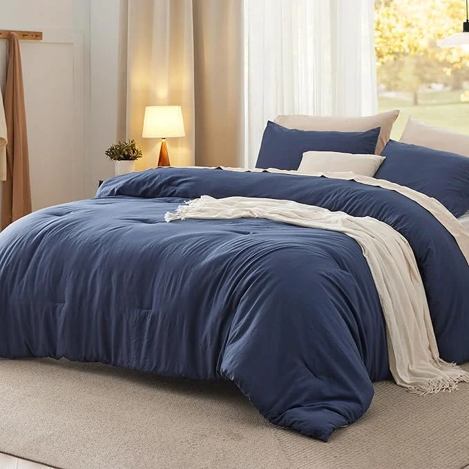 Exceptional Bedsure Oversized King Comforter Set Navy Soft Prewashed Bedding for All Seasons 3 Pieces GentleSoft™ Bed Set 1 Lightweight Comforter 120 quot x98 quot and 2 Pillowcases 20 quot x36 quot Minimalist