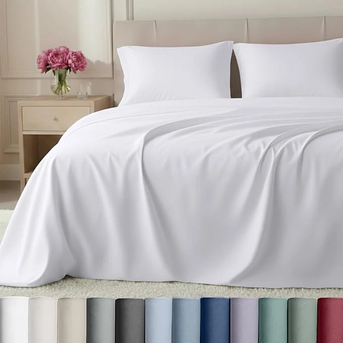 Innovative California Design Den Split King Sheets Sets for Adjustable Bed – Buttery Soft 800 Thread Count Cotton Sateen Durable Bedding Set – White Professional