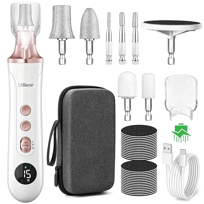 High-End Litbear Electric Nail Drill File Set 15 Speed Professional Nail Grinder Recyclable
